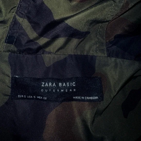 Zara Basic Camo Wind Breaker Rain Jacket Women's Size Small - Picture 5 of 5